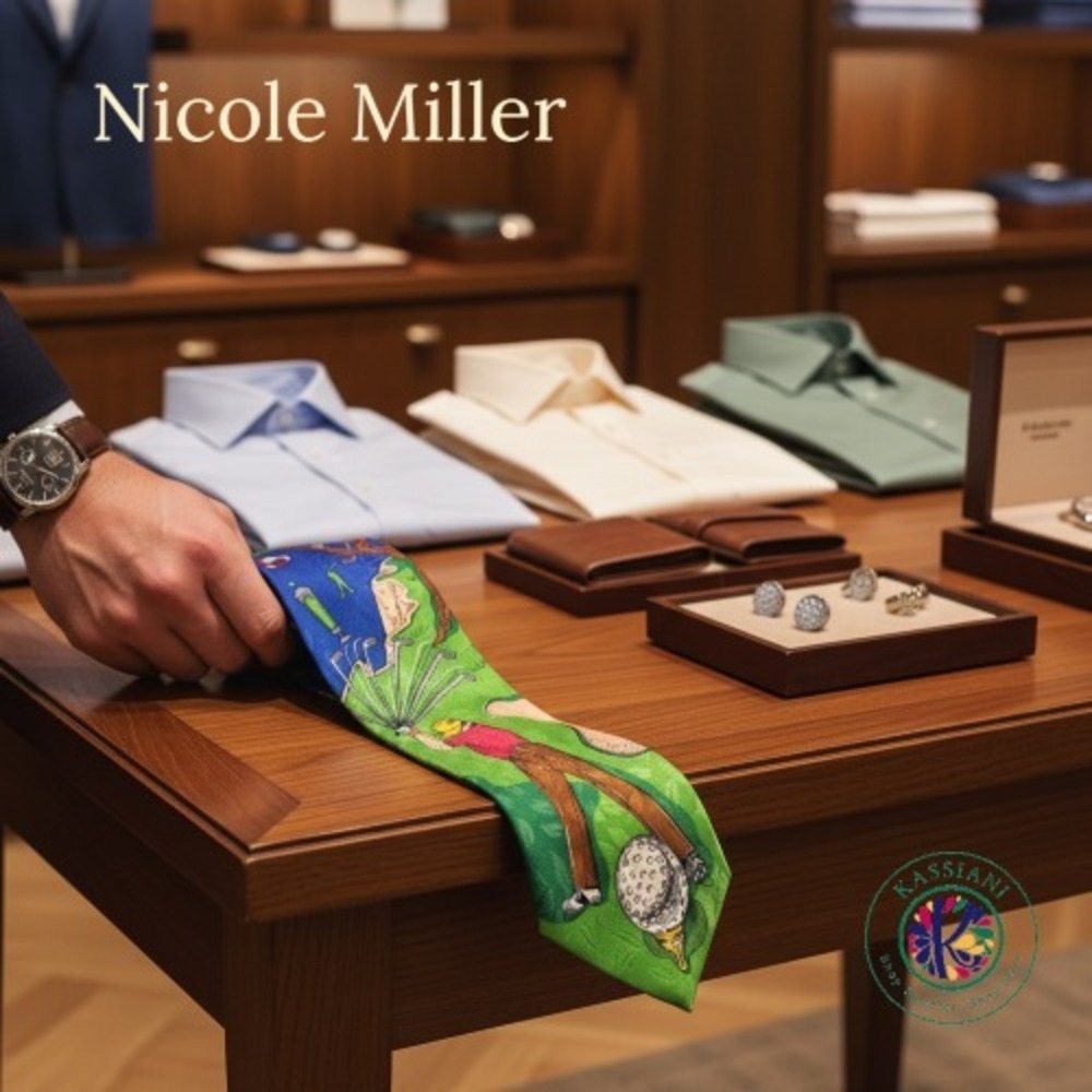 Nicole Miller Golf Surrealist Silk Tie Vintage 1992 Handmade Korea